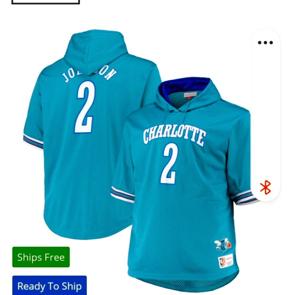 Larry Johnson Mitchell and Ness hoodie short sleeve jersey